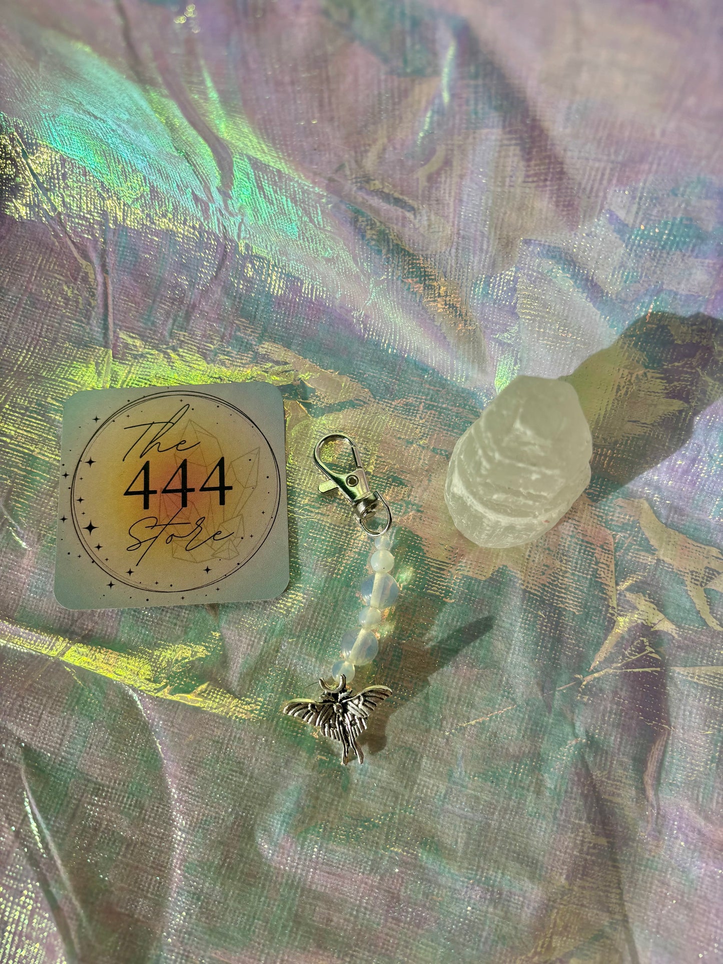 Opalite Lunar Moth Keychain