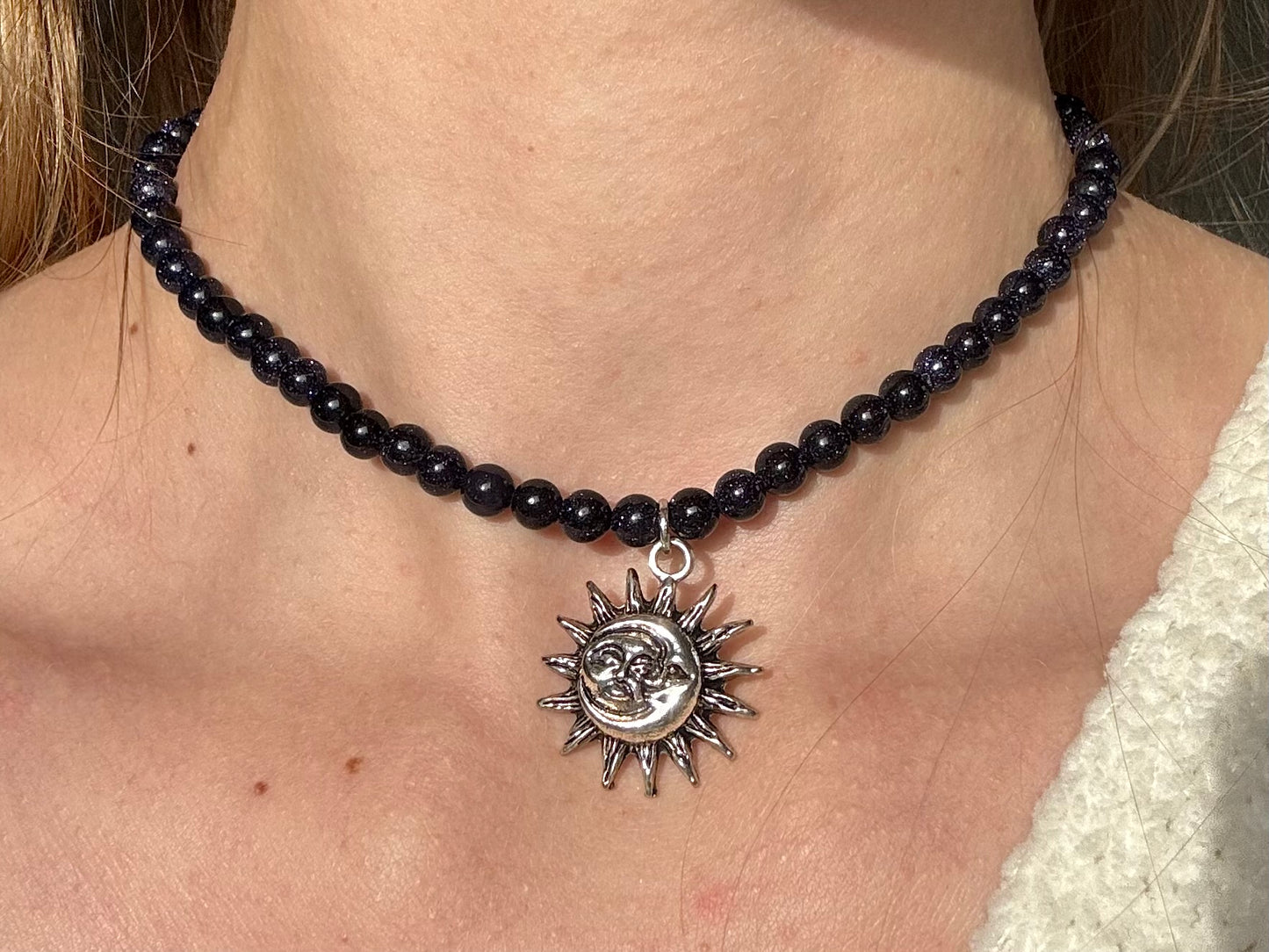 Radiant Confidence Blue Goldstone Necklace