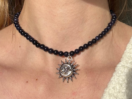 Radiant Confidence Blue Goldstone Necklace
