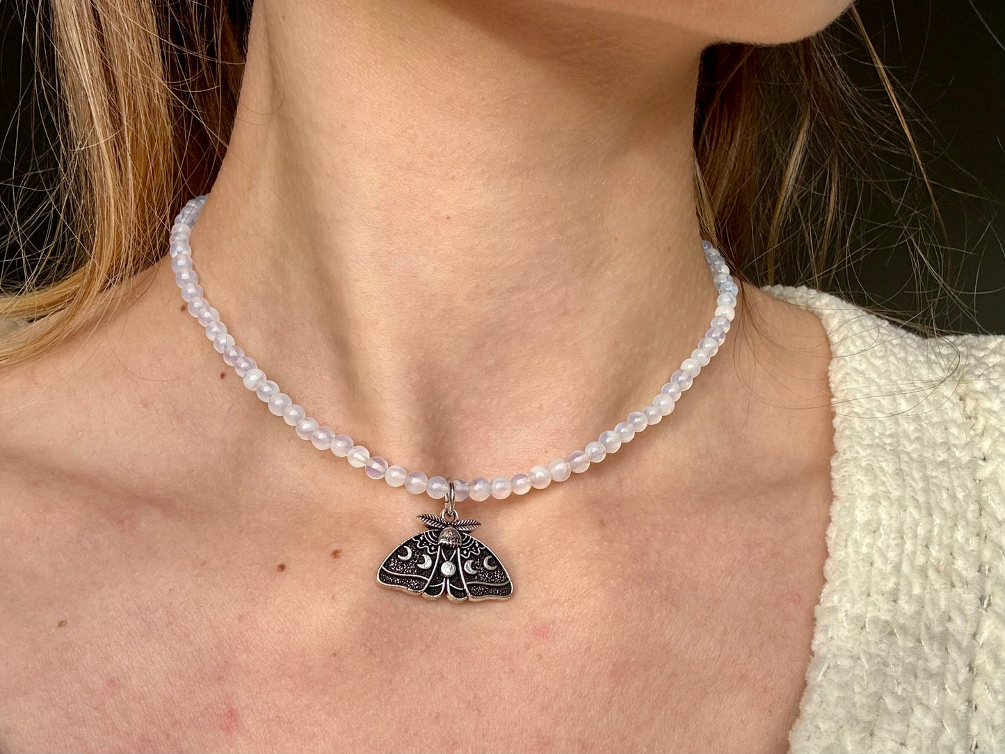 Lunar Moth Opalite Necklace