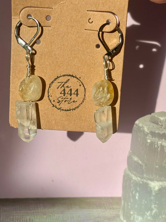 Citrine Clear Quartz Earrings