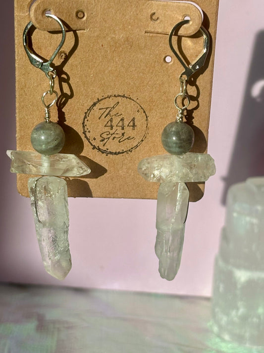 Labradorite Quartz "Cross" Earrings